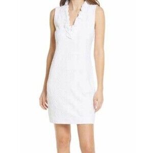 Lilly Pulitzer Women’s Size XS Tisbury Shift Dress White Knit Pucker Jacquard